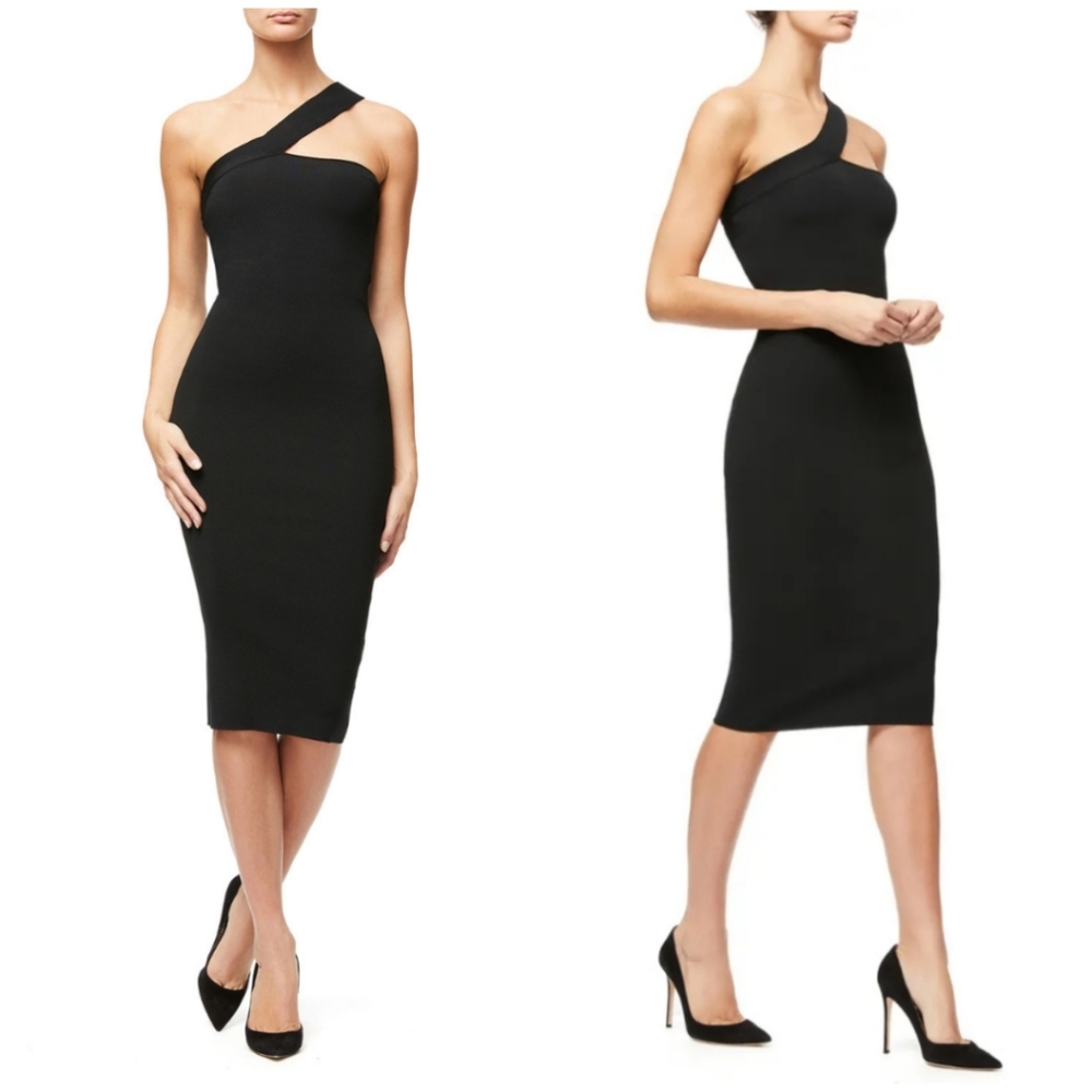 NWOT Good American Asymmetric Rib Cocktail Dress